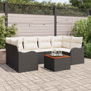 Havesofa Sæt med pude 7 pcs Sort polyrattan