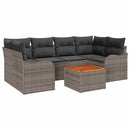 Havesofa Sæt med pude 7 pcs Grå polyrattan