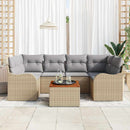 Havesofa Sæt med pude 7 pcs Beige polyrattan