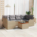 Havesofa Sæt med pude 7 pcs Beige polyrattan