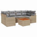 Havesofa Sæt med pude 7 pcs Beige polyrattan