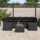 Havesofa Sæt med pude 7 pcs Sort polyrattan