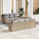 Havesofa Sæt med pude 8 pcs Beige polyrattan