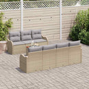 Havesofa Sæt med pude 8 pcs Beige polyrattan