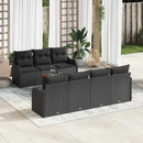 Havesofa Sæt med pude 8 pcs Sort polyrattan