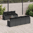 Havesofa Sæt med pude 8 pcs Sort polyrattan