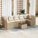 Havesofa Sæt med pude 8 pcs Beige polyrattan
