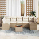 Havesofa Sæt med pude 8 pcs Beige polyrattan