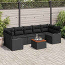Havesofa Sæt med pude 8 pcs Sort polyrattan