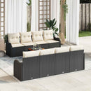 Havesofa Sæt med pude 9 pcs Sort polyrattan