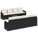 Havesofa Sæt med pude 9 pcs Sort polyrattan