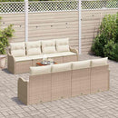 Havesofa Sæt med pude 9 pcs Beige polyrattan