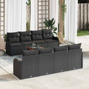 Havesofa Sæt med pude 9 pcs Sort polyrattan