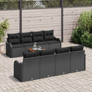 Havesofa Sæt med pude 9 pcs Sort polyrattan