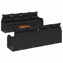 Havesofa Sæt med pude 9 pcs Sort polyrattan