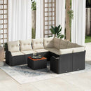 Havesofa Sæt med pude 9 pcs Sort polyrattan