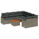 Havesofa Sæt med pude 9 pcs Grå polyrattan