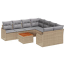 Havesofa Sæt med pude 9 pcs Beige polyrattan