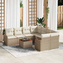 Havesofa Sæt med pude 9 pcs Beige polyrattan