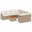 Havesofa Sæt med pude 9 pcs Beige polyrattan