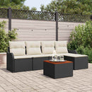 Havesofa Sæt med pude 6 pcs Sort polyrattan