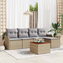 Havesofa Sæt med pude 6 pcs Beige polyrattan