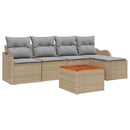 Havesofa Sæt med pude 6 pcs Beige polyrattan