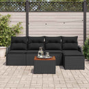 Havesofa Sæt med pude 6 pcs Sort polyrattan