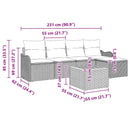 Havesofa Sæt med pude 6 pcs Sort polyrattan