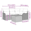 Havesofa Sæt med pude 5 pcs Sort polyrattan