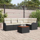 Havesofa Sæt 6 stk. Sort polyrattan