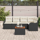 Havesofa Sæt 6 stk. Sort polyrattan