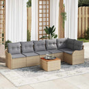 Havesofa Sæt med pude 7 pcs Beige polyrattan