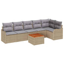 Havesofa Sæt med pude 7 pcs Beige polyrattan