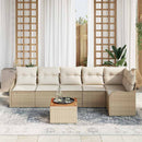 Havesofa Sæt med pude 7 pcs Beige polyrattan