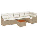 Havesofa Sæt med pude 7 pcs Beige polyrattan