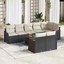 Havesofa Sæt med pude 9 pcs Sort polyrattan