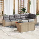 Havesofa Sæt med pude 9 pcs Beige polyrattan