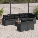 Havesofa Sæt med pude 9 pcs Sort polyrattan