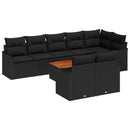 Havesofa Sæt med pude 9 pcs Sort polyrattan