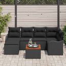 Havesofa Sæt med pude 7 pcs Sort polyrattan