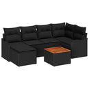 Havesofa Sæt med pude 7 pcs Sort polyrattan