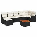 Havesofa Sæt med pude 8 pcs Sort polyrattan