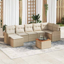 Havesofa Sæt med pude 8 pcs Beige polyrattan