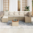 Havesofa Sæt med pude 8 pcs Beige polyrattan