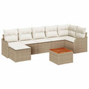 Havesofa Sæt med pude 8 pcs Beige polyrattan