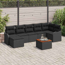 Havesofa Sæt med pude 8 pcs Sort polyrattan