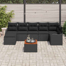 Havesofa Sæt med pude 8 pcs Sort polyrattan
