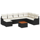 Havesofa Sæt 9 stk. Sort polyrattan