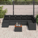 Havesofa Sæt med pude 9 pcs Sort polyrattan
